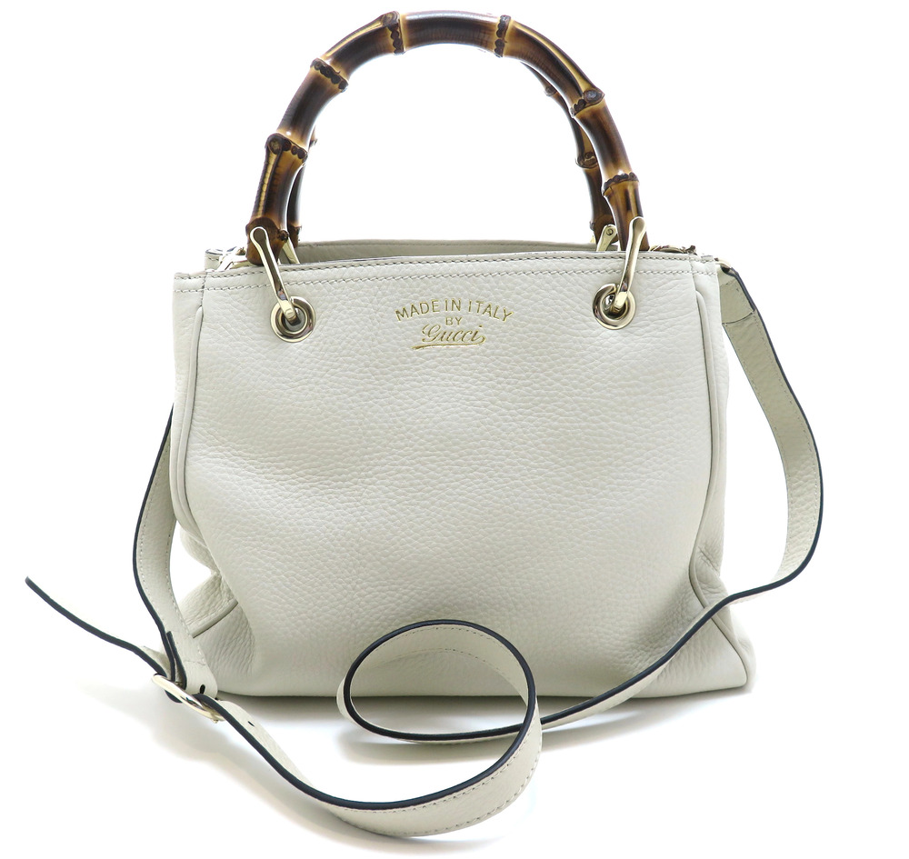 Gucci Bamboo Handbag Ivory White Leather
